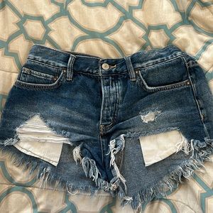 We The Free denim cut off jean shorts size 24 buttonfly